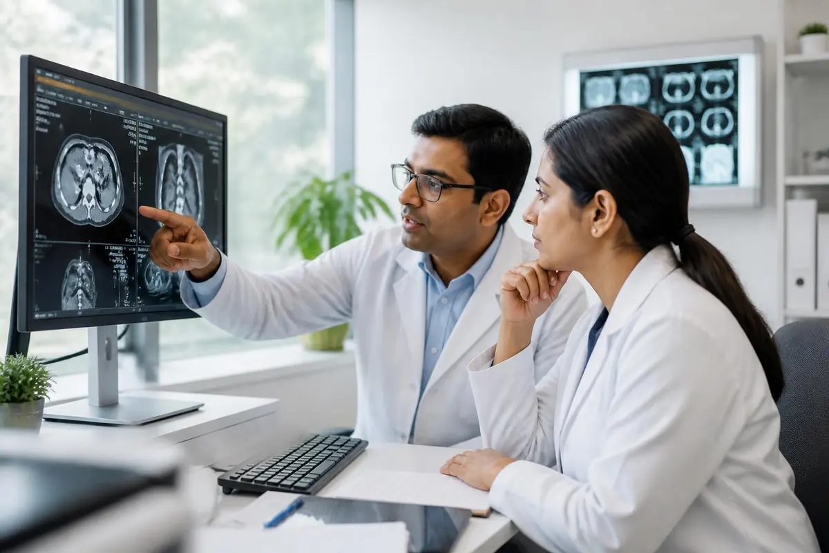 Dr F. Placeholder, Cancer Care — illustrative clinical setting at an accredited hospital in Kolkata, India