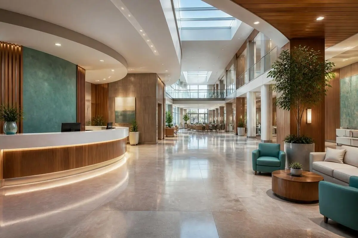 Sunrise Medical City (placeholder) — illustrative view of an accredited multi-speciality hospital in Ahmedabad, India